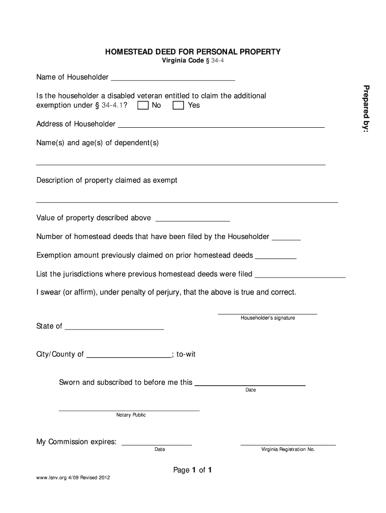 Virginia Homestead Exemption Form Fill And Sign Printable Template 