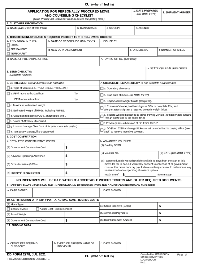 2021 2025 Form DD 2278 Fill Online Printable Fillable Blank PdfFiller