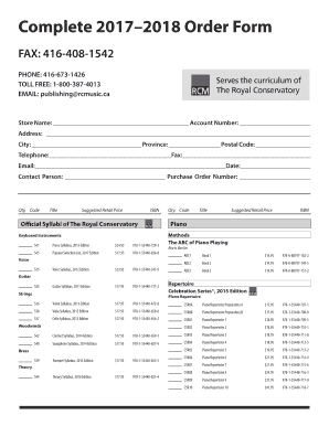 Royal Conservatory Order Form