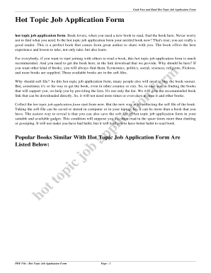 Fillable Online Grab Fast and Read Hot Topic Job Application Form Fax ...