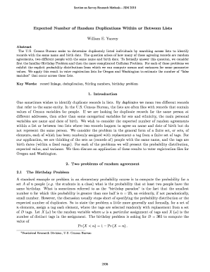 Expected Number of Random Duplications Within or Between Lists