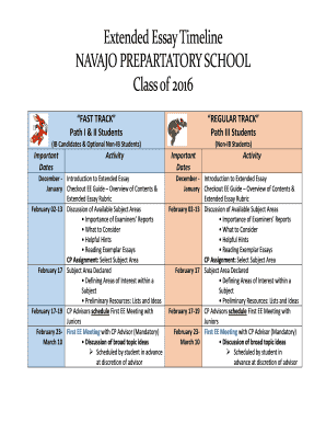 Fillable Online Extended Essay Timeline Fax Email Print - pdfFiller