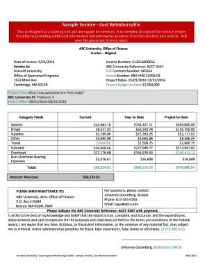 Sample Invoice - Cost Reimbursable