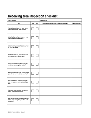 Receiving Inspection Checklist Edit Fill Out Print Download Online Templates In Word Pdf Incoming Inspection Procedure Template