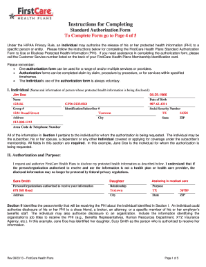 fillable online standard authorization form fax email print pdffiller standard authorization form