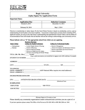 Fillable Online Alpha Sigma Nu Application Form Fax Email Print - pdfFiller