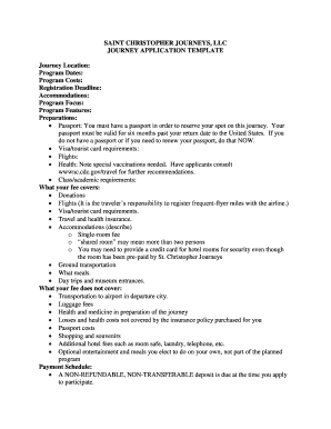 Fillable Online JOURNEY APPLICATION TEMPLATE Fax Email Print - pdfFiller