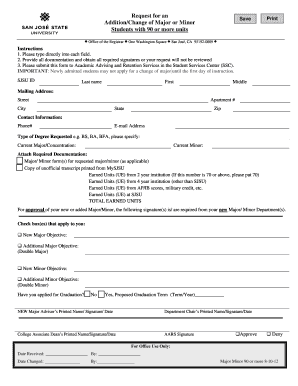 SJSU Major/Minor Change Request Form