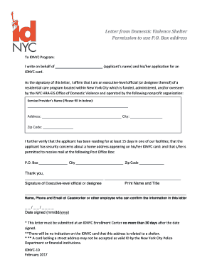 Fillable Online Letter from Domestic Violence Shelter Fax Email Print ...