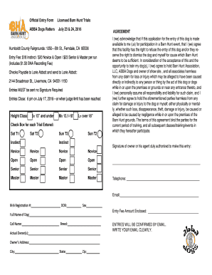 Barn Hunt Trial Entry Form