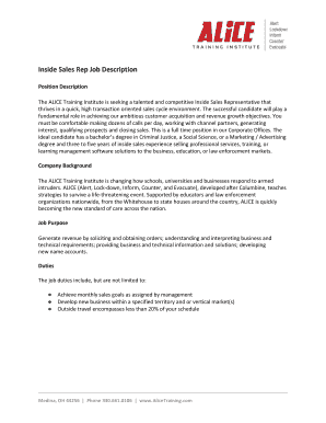 Inside Sales Rep Job Description