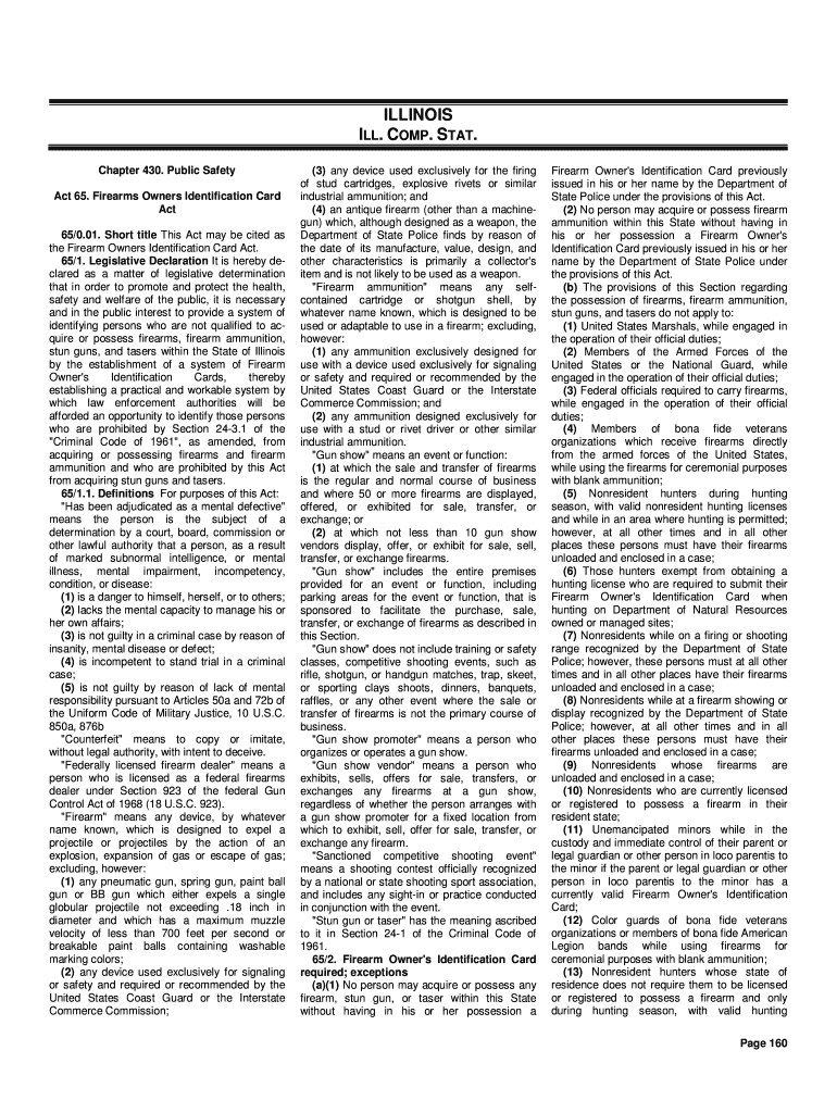 Fillable Online 430 ILCS 65/ Firearm Owners Identification Card Act