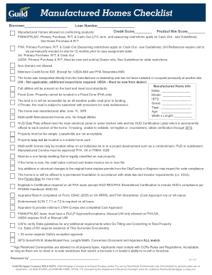 Fillable Online Manufactured Homes Checklist Fax Email Print - pdfFiller