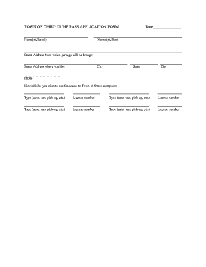 Town Of Omro Dump - Fill Online, Printable, Fillable, Blank | pdfFiller