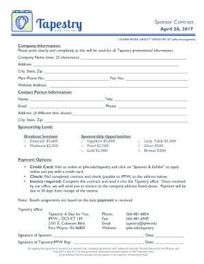 Tapestry Sponsorship Agreement