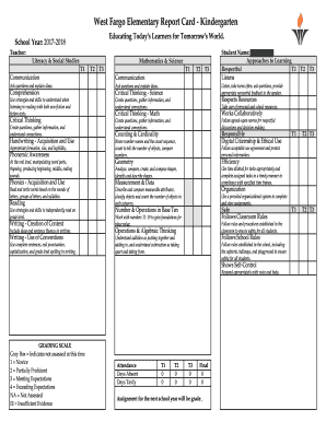 West Fargo Elementary Report Card - Kindergarten