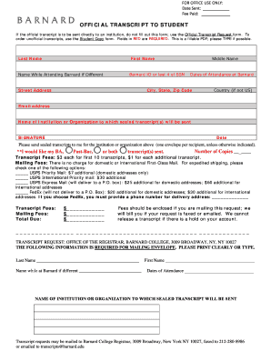 Fillable Online If the official transcript is to be sent directly to an ...