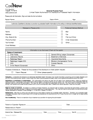 Limited Patient Authorization Form