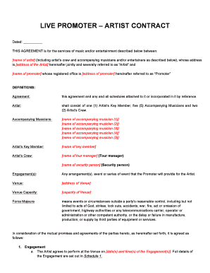 Live Promoter Artist Contract