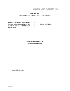 Fillable Online DUQUESNE LIGHT STATEMENT NO Fax Email Print - pdfFiller