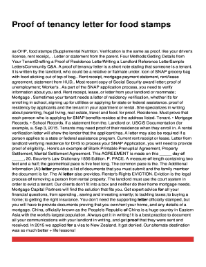 Fillable Online Proof of tenancy letter for food stamps Fax Email Print - pdfFiller