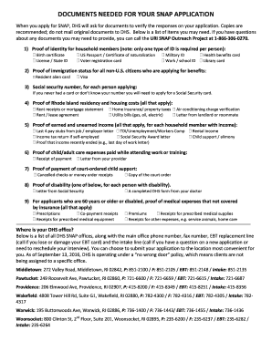 Fillable Online DOCUMENTS NEEDED FOR YOUR SNAP APPLICATION Fax Email ...