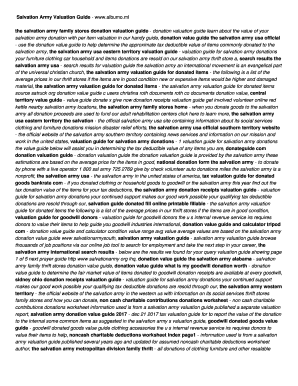 Salvation Army Valuation Guide Printable