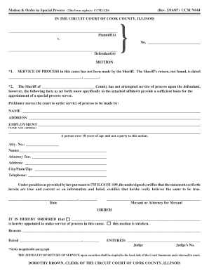 Motion & Order in Special Process