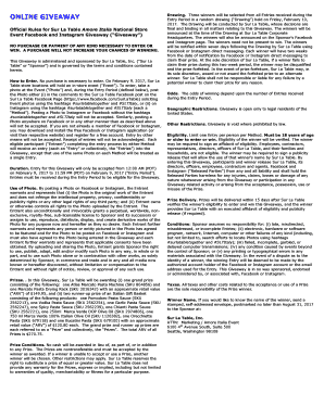 Official Rules for Sur La Table Amore Italia National Store