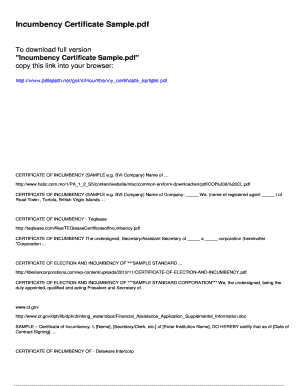 Certificate of Incumbency Sample