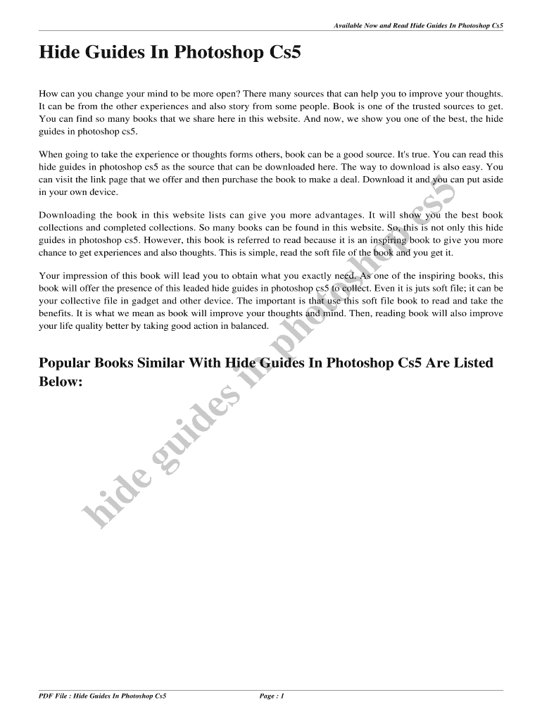 Fillable Online Available Now and Read Hide Guides In Cs5 Fax Email Print pdfFiller