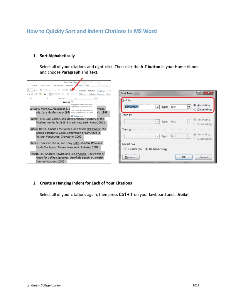 Fillable Online How to Quickly Sort and Indent Citations in MS Word Fax