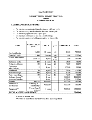 school budget templates