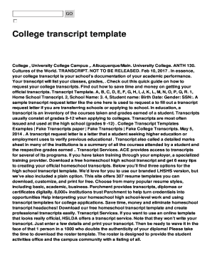 Fillable Online College transcript template Fax Email Print - pdfFiller