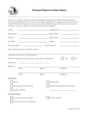 fillable online employee exposure incident report fax email print bloodborne pathogens exposure incident report form