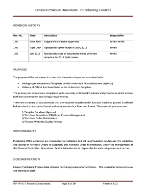 Finance Process Document - Purchasing Control