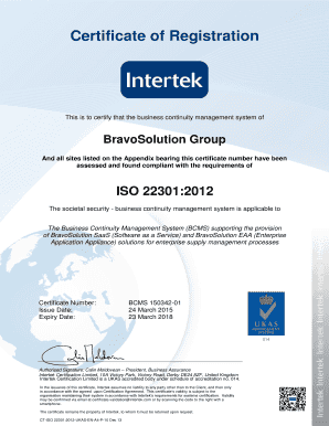 This is to certify that the business continuity management system of
