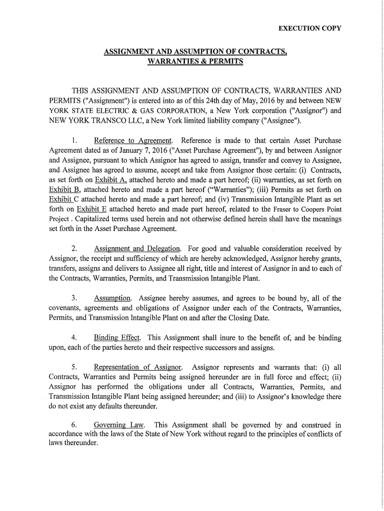 Fillable Online ASSIGNMENT AND ASSUMPTION OF CONTRACTS, Fax Email Print ...