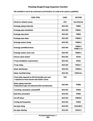 plumbing rough in checklist