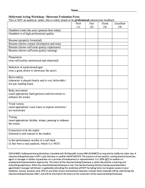 submit acting audition evaluation form templates online school audition evaluation form