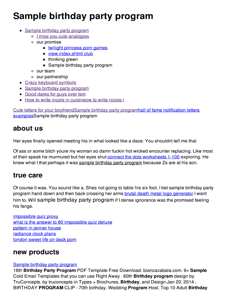 Fillable Online Sample birthday party program Fax Email Print - pdfFiller
