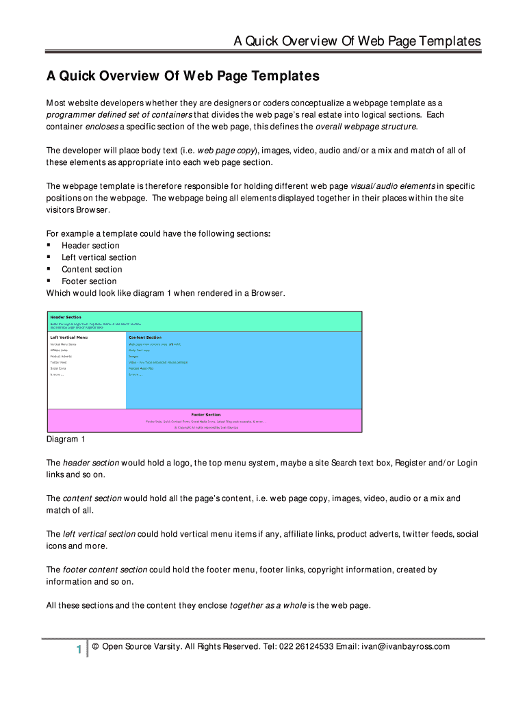 Fillable Online A Quick Overview Of Web Page Templates Fax Email Print ...