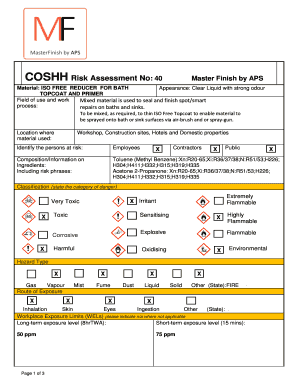 COSHH Risk Assessment No: 40