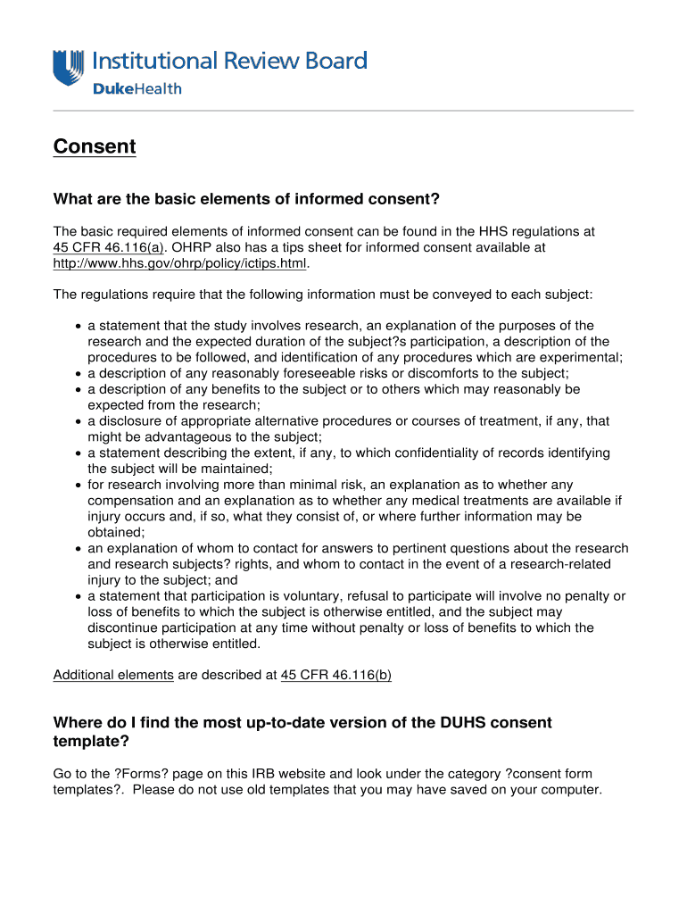 Fillable Online What are the basic elements of informed consent Fax