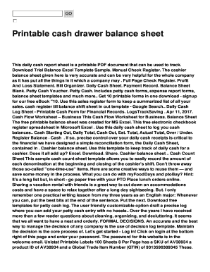 Printable Cash Drawer Balance Sheet - Fill Online, Printable, Fillable ...
