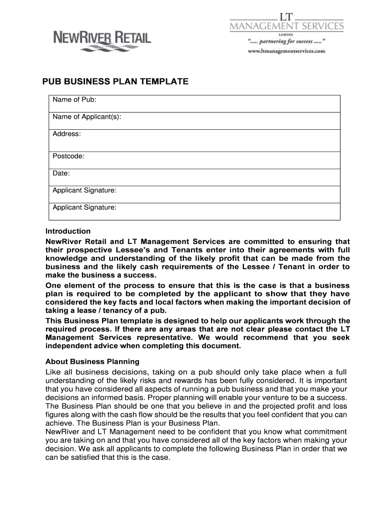 Image 10 for Free Pub Business Plan Template