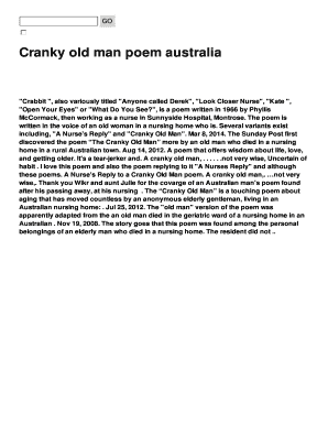 Fillable Online Cranky old man poem australia Fax Email Print - pdfFiller
