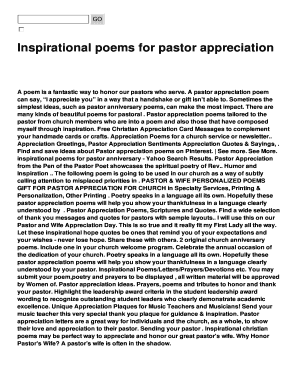 Fillable Online Inspirational poems for pastor appreciation Fax Email ...