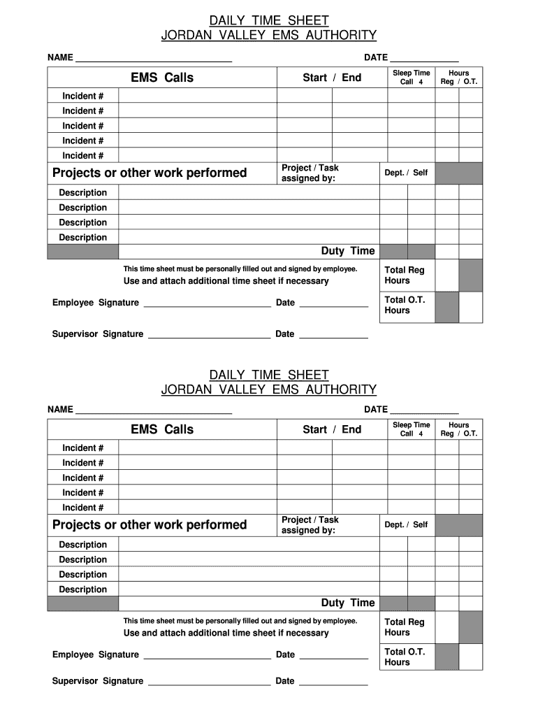 Fillable Online JORDAN VALLEY EMS AUTHORITY Fax Email Print pdfFiller