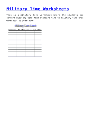 Fillable Online Military Time Worksheets Fax Email Print - pdfFiller